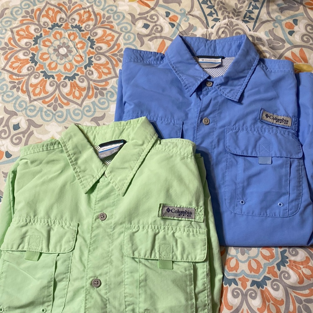 Youth size large (14-16) Columbia PFG set of two button up long sheet shirts